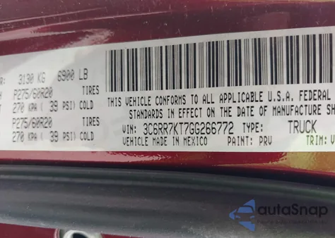 2016 Ram 1500 Express из США, поврежденный, VIN 3C6RR7KT7GG266772